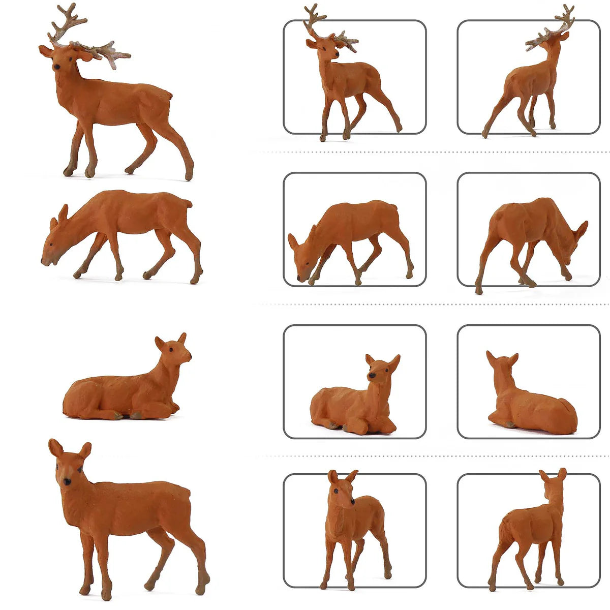 24pcs HO Scale 1:87 Painted Moose Elk Deer Wild Animals