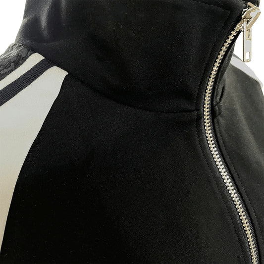 PLAGARY TRACKSUIT JACKET IN BLACK SNAKE PRINT STITCHING