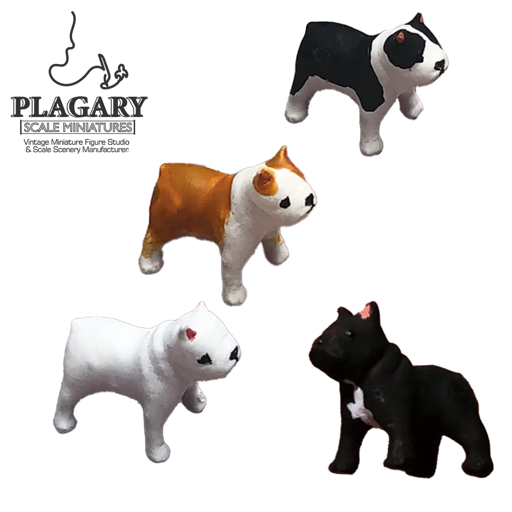 1:64 Bulldog Miniature Figures - Collector's Series Hand-Painted Resin Dogs