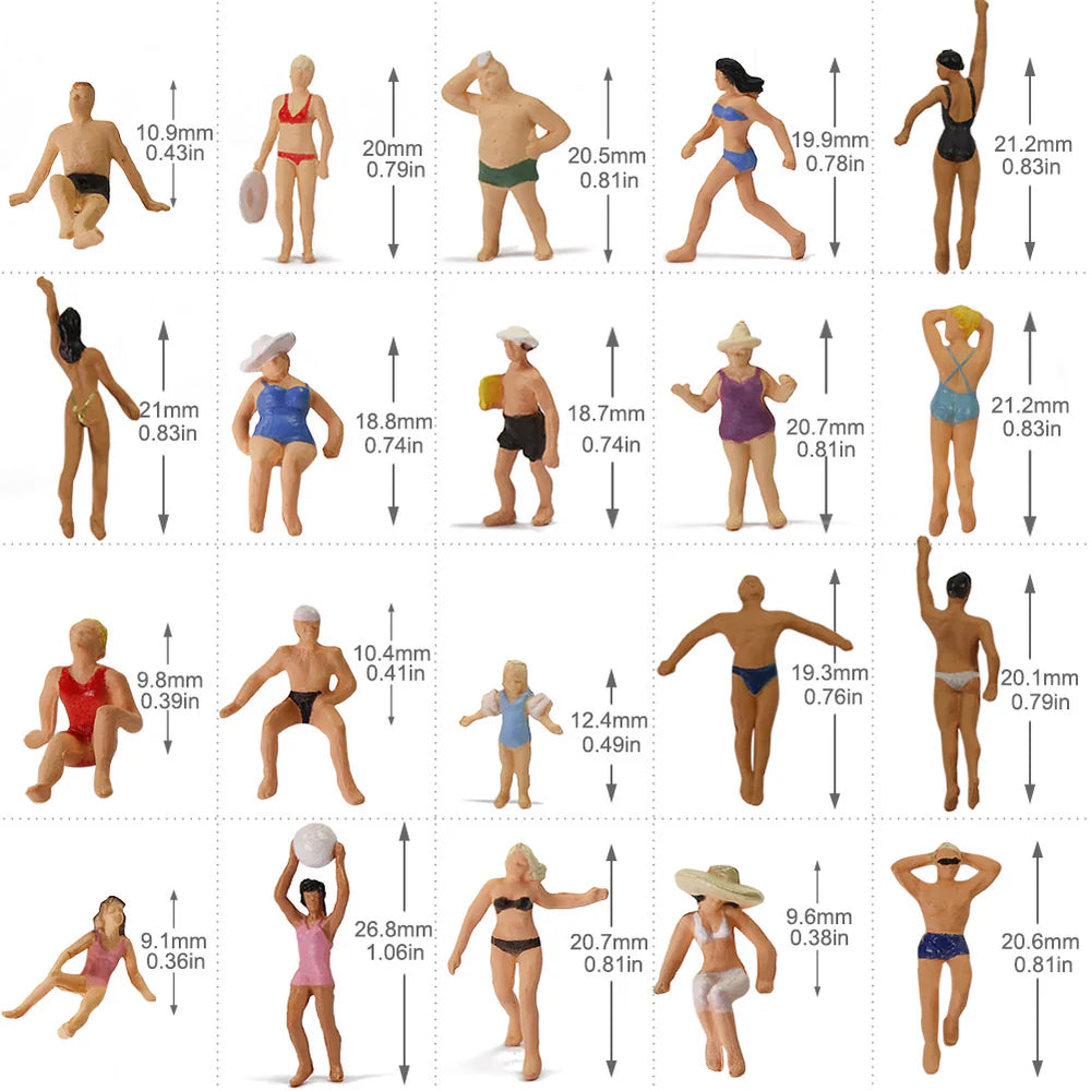P8720 40pcs HO Scale 1:87 Model Swimming Figures