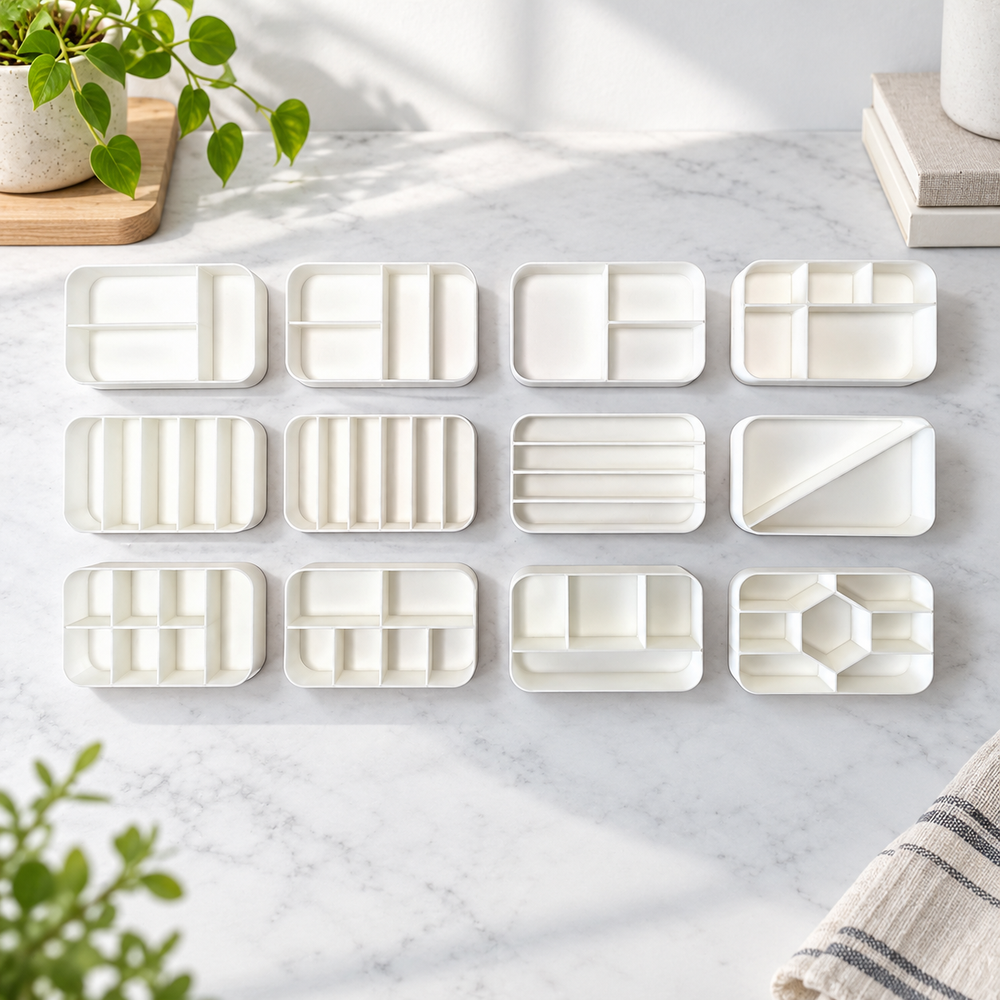 12 Piece Multi-Layout Divided Storage Inserts, Small Parts Organizer Tray Set — additional product view