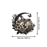 Floral and Butterfly Silhouette Hanging Wall Art Ornament, Nature Inspired Home Decor Piece — dimensions