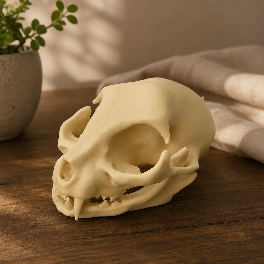 Cat Skull Head Sculpture, Desktop Home Display Decor for Halloween and Themed Projects — product scene