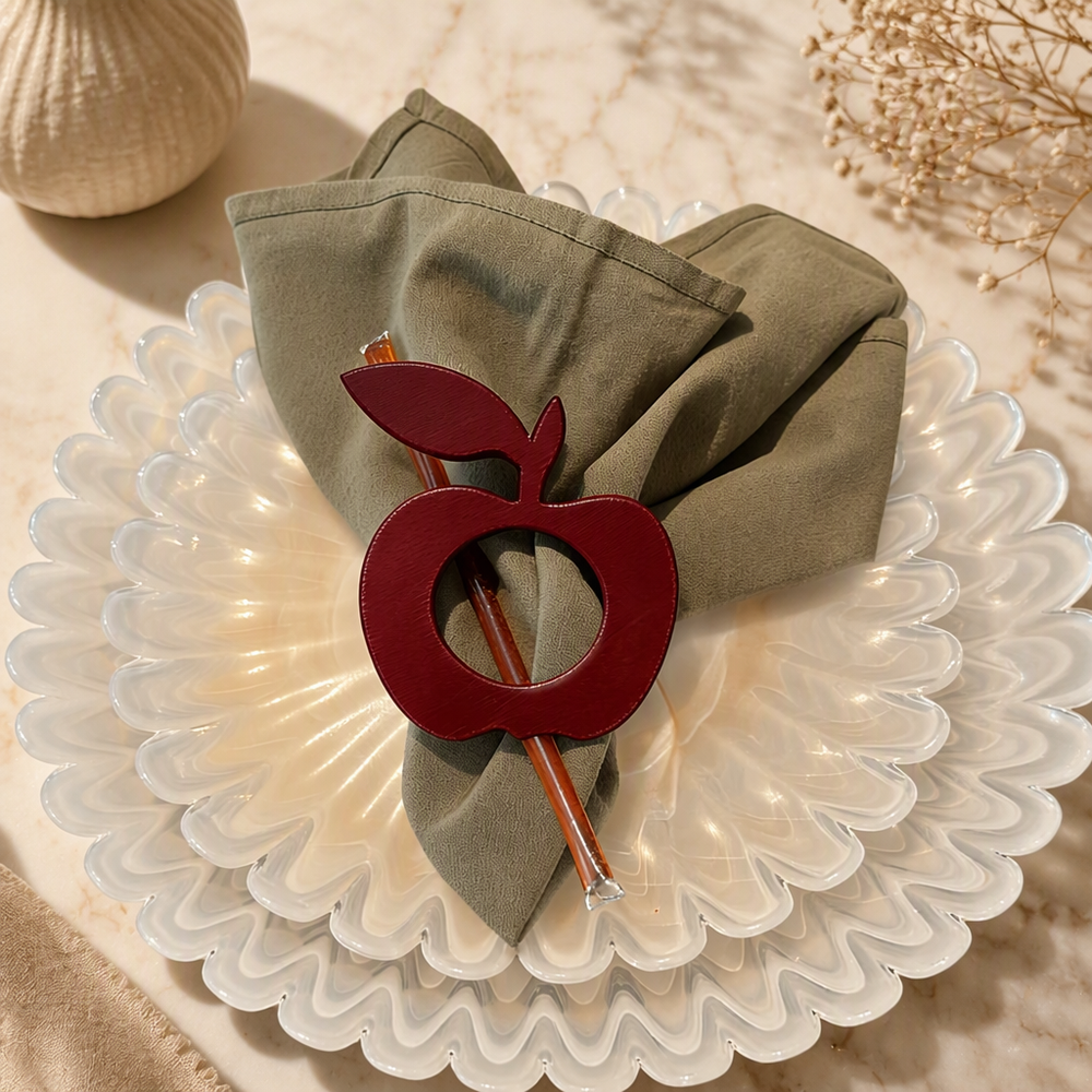 3 Pcs Apple Shaped Napkin Rings, Decorative Dining Table Accessories for Home and Festive Tabletop Use — product scene