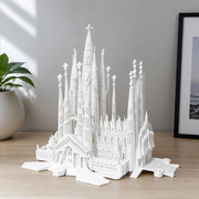 Intricate Miniature Cathedral Architectural Model with Multiple Spires and Integrated Base — additional product view