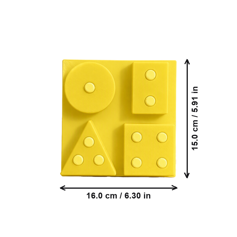Geometric Shape Matching Set, Stackable Pieces with Matching Base — dimensions