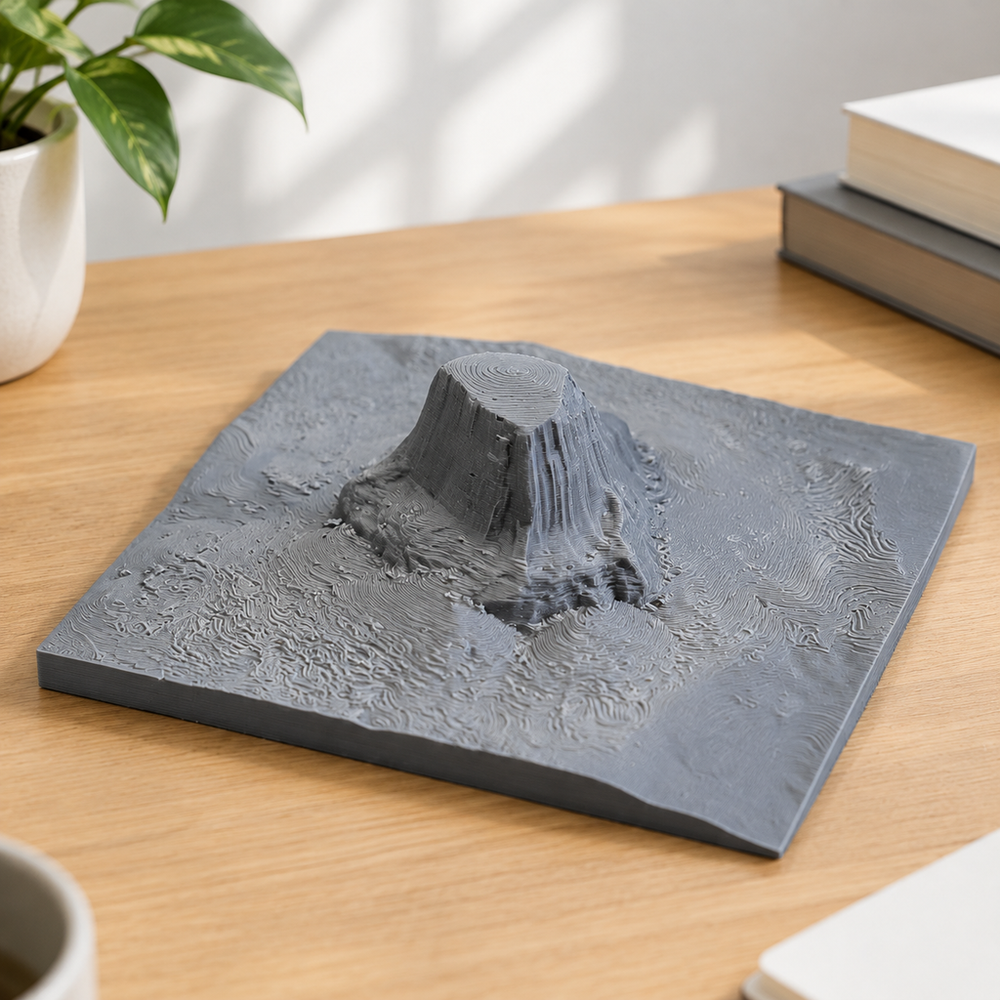 Textured Flat-Top Rock Formation Terrain Model, Landscape Sculpture for Desktop and Home Interior Decor — main product view
