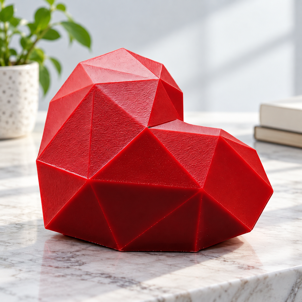 2 Pack Multi-Faceted Geometric Heart Ornaments Modern Polygon Decorations for Home Desktop and Shelf Display — additional product view
