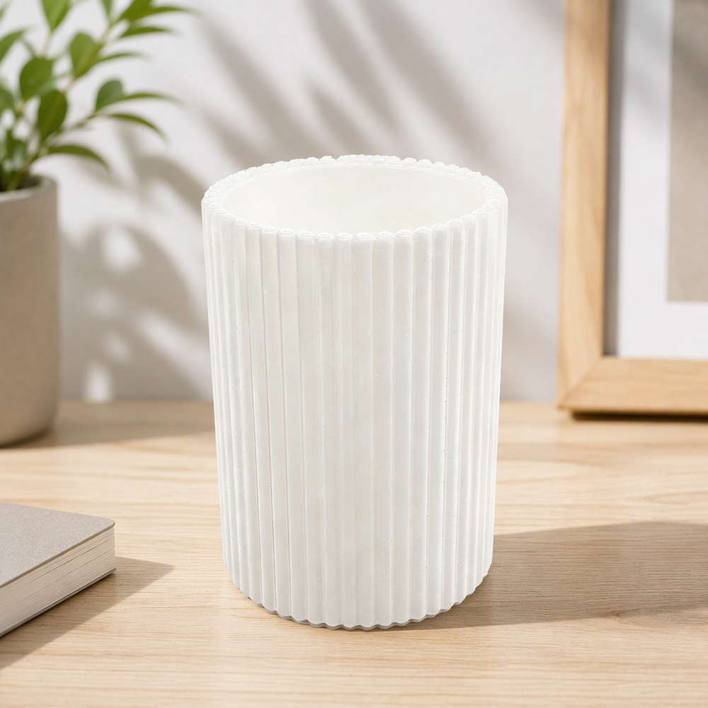 Ribbed Minimalist Pen Holder, Desktop Pencil Cup Organizer for Home and Office Desks — main product view