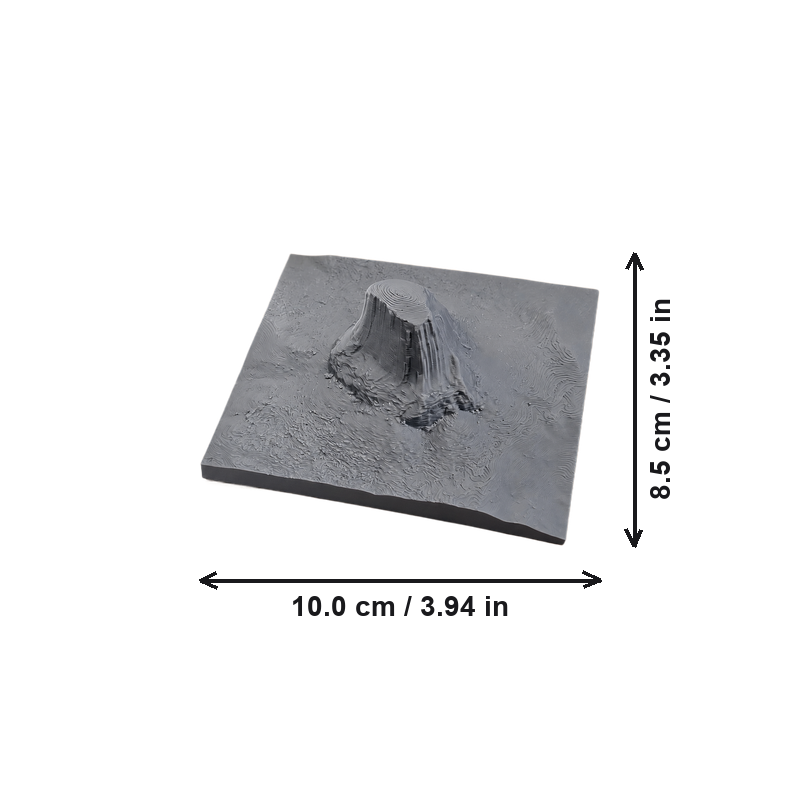 Textured Flat-Top Rock Formation Terrain Model, Landscape Sculpture for Desktop and Home Interior Decor — dimensions