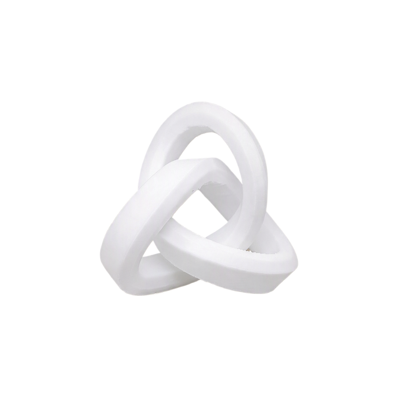 Minimalist Geometric Trefoil Knot Freestanding Desktop Ornament — white background