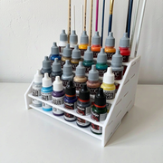 Tiered Craft Paint Storage Rack with Integrated Brush Holder, Desktop Organizer for Paint Bottles and Paintbrushes — additional product view