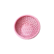 Round Simulated Woven Texture Desktop Storage Basket, Small Item Organizer for Sundries, Snacks and Decor — white background