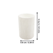 White Ribbed Pen Holder, Minimalist Pencil Cup Desk Organizer for Home Office Desktop