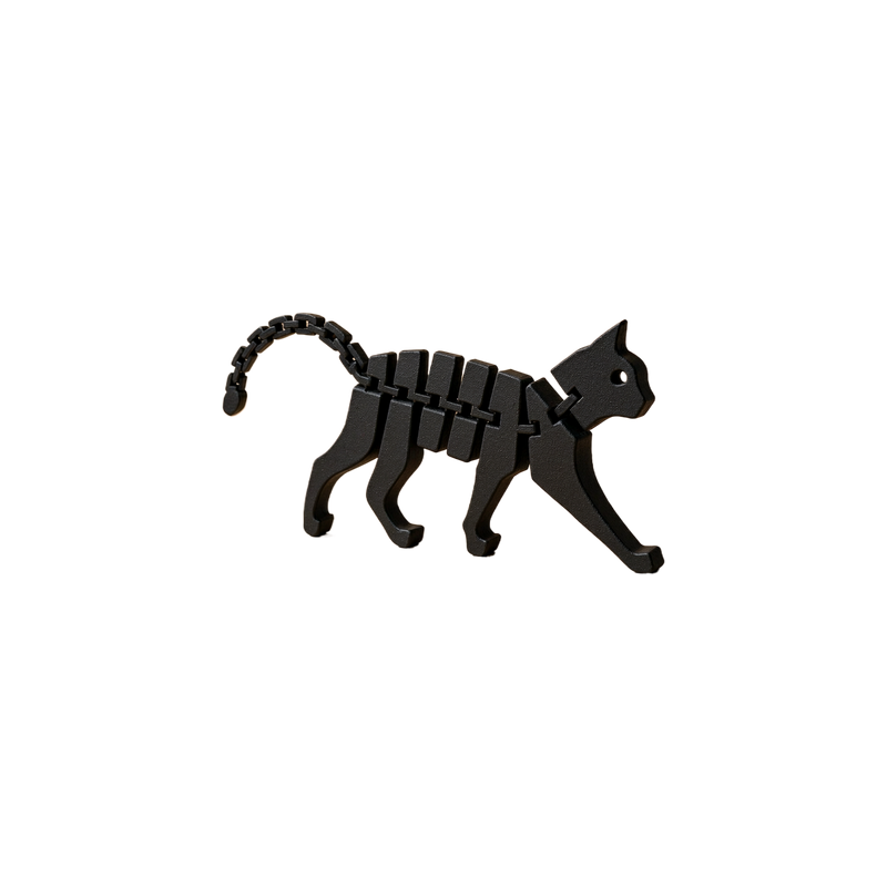 Articulated Poseable Cat Figurine with Flexible Joints, Desktop and Shelf Home Display Ornament — white background