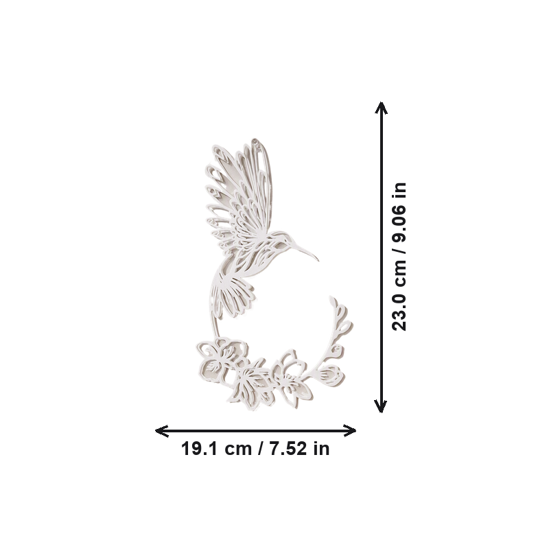 White Hummingbird and Flower Wall Art, Hollow Silhouette Wall Decor for Home Interior