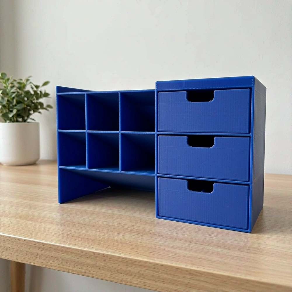 Desktop Office Supply Organizer with Multiple Open Compartments and Pull-Out Drawers for Stationery Storage — main product view
