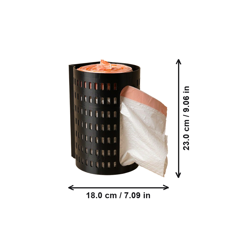 Wall Mounted Rolled Trash Bag Dispenser, Hollow-out Garbage Bag Holder for Kitchen Storage — dimensions