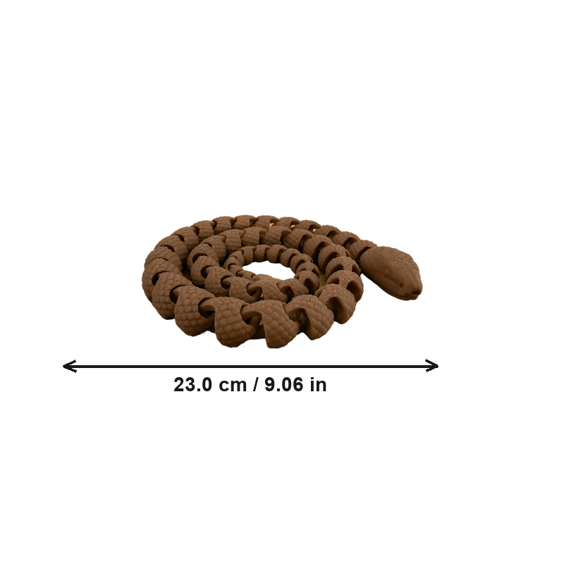 Articulated Flexible Snake Figurine, Textured Scale Detail, Movable Segmented Body, Cocoa Brown, Home Desktop Decor