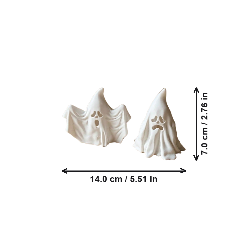 2 Piece Ghost Decorative Statues, Set of 2 Distinct Face Ghost Ornaments for Themed Display — dimensions