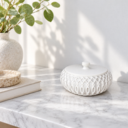 Embossed Lidded Trinket Storage Organizer, Decorative Small Accessory Holder for Vanity and Home Surfaces — additional product view