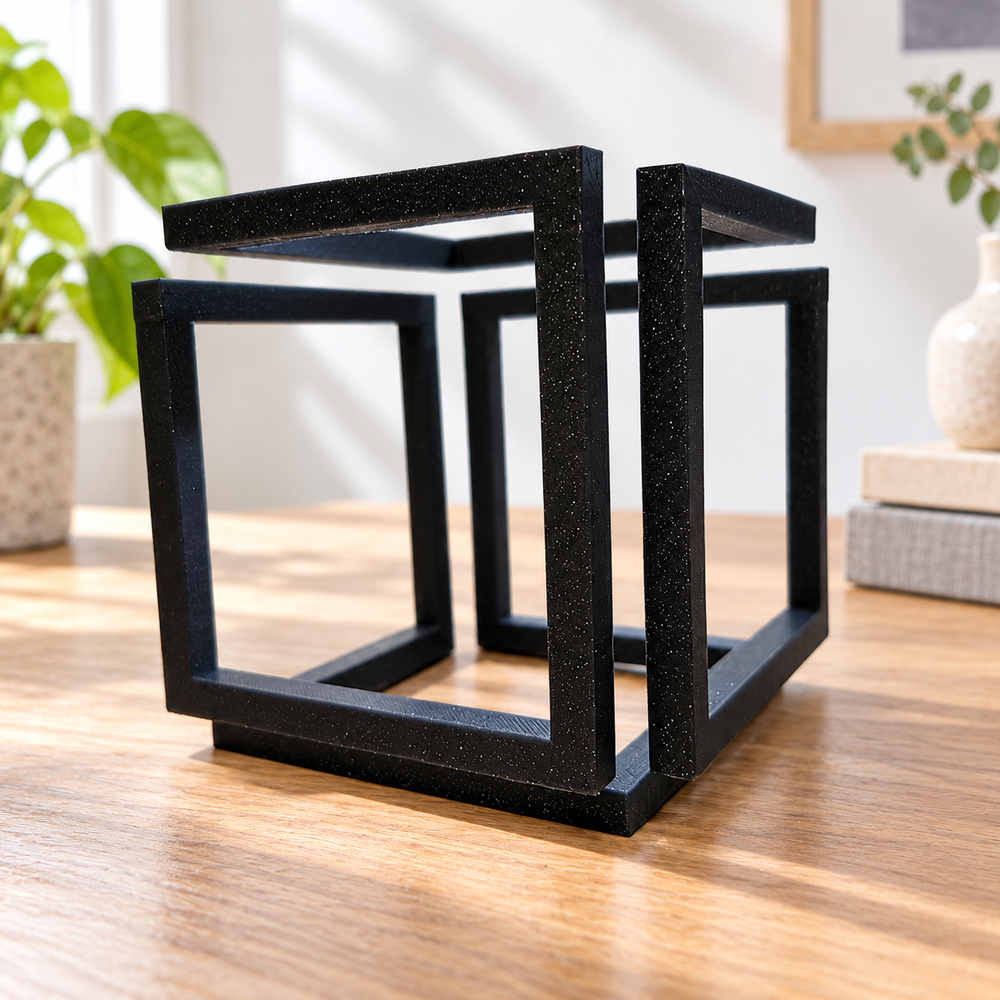 Hollow Geometric Optical Illusion Cube Decor, Modern Art Desktop and Shelf Ornament — main product view