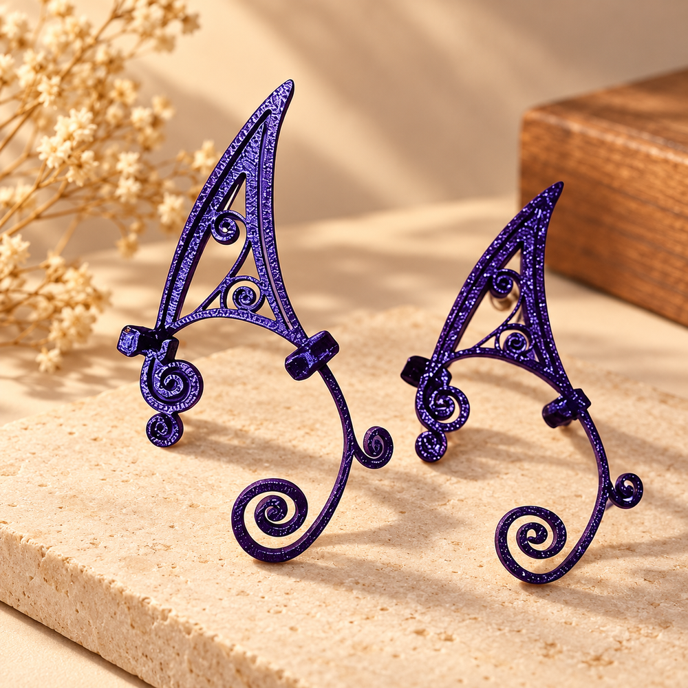 1 Pair No Piercing Swirl Cutout Elf Ear Cuffs for Cosplay and Dress Up — product scene