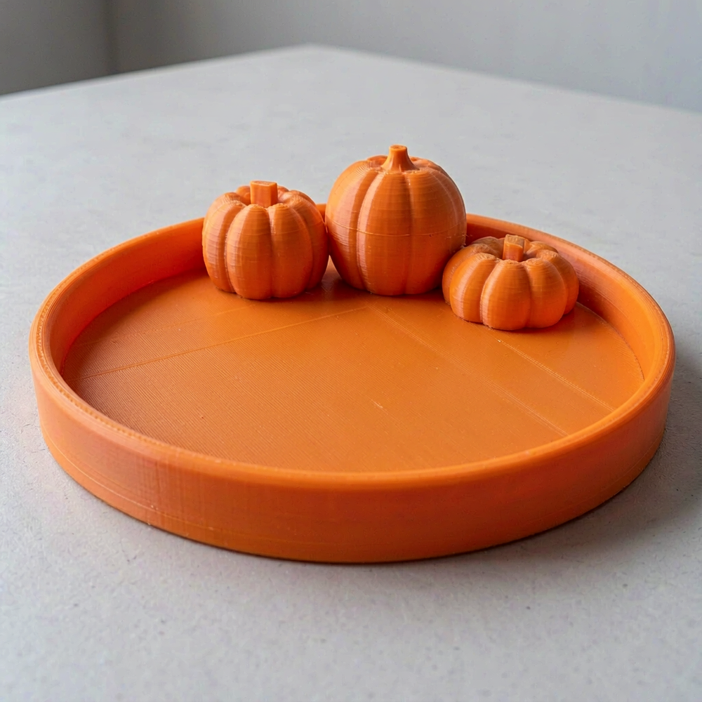 Pumpkin Accent Decorative Tray Fall Autumn Tabletop Desktop Home Display Ornament — additional product view
