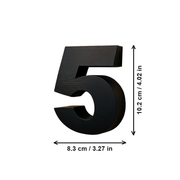 Modern Rounded House Number 5, Minimalist Outdoor Wall Address Decor — dimensions