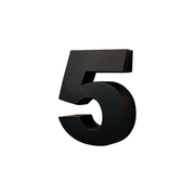 Modern Rounded House Number 5, Minimalist Outdoor Wall Address Decor — white background