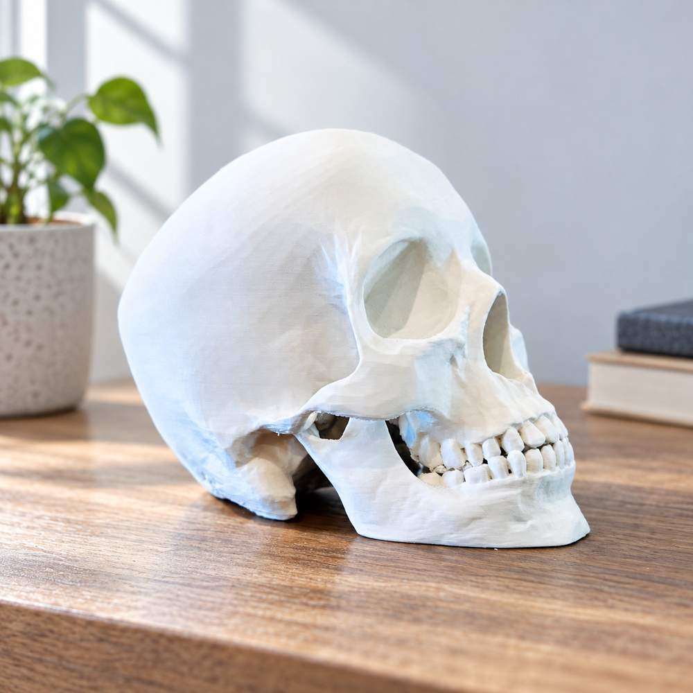 Realistic Detailed Human Skull Decorative Figurine Spooky Themed Home Shelf Desk Holiday Display Accent — additional product view