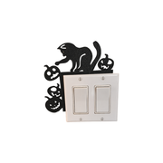 Halloween Cat and Jack-O-Lantern Door Corner Decor Spooky Festive Home Accent — white background