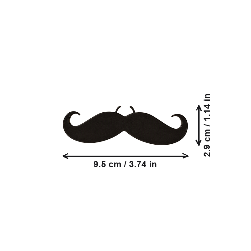 3 Pcs Clip-on Curly Fake Mustaches, Novelty Party Dress-up and Photo Shooting Props Accessories — dimensions