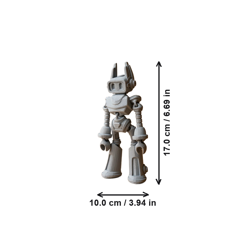 Articulated Poseable Robot Collectible Figurine for Desk and Shelf Display — dimensions