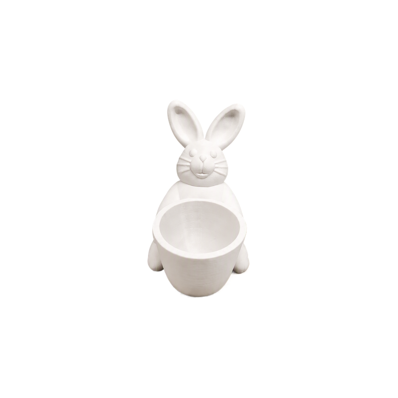 Bunny Shaped Decorative Small Planter, Tabletop Vase and Trinket Holder for Home Desktop Decor — white background