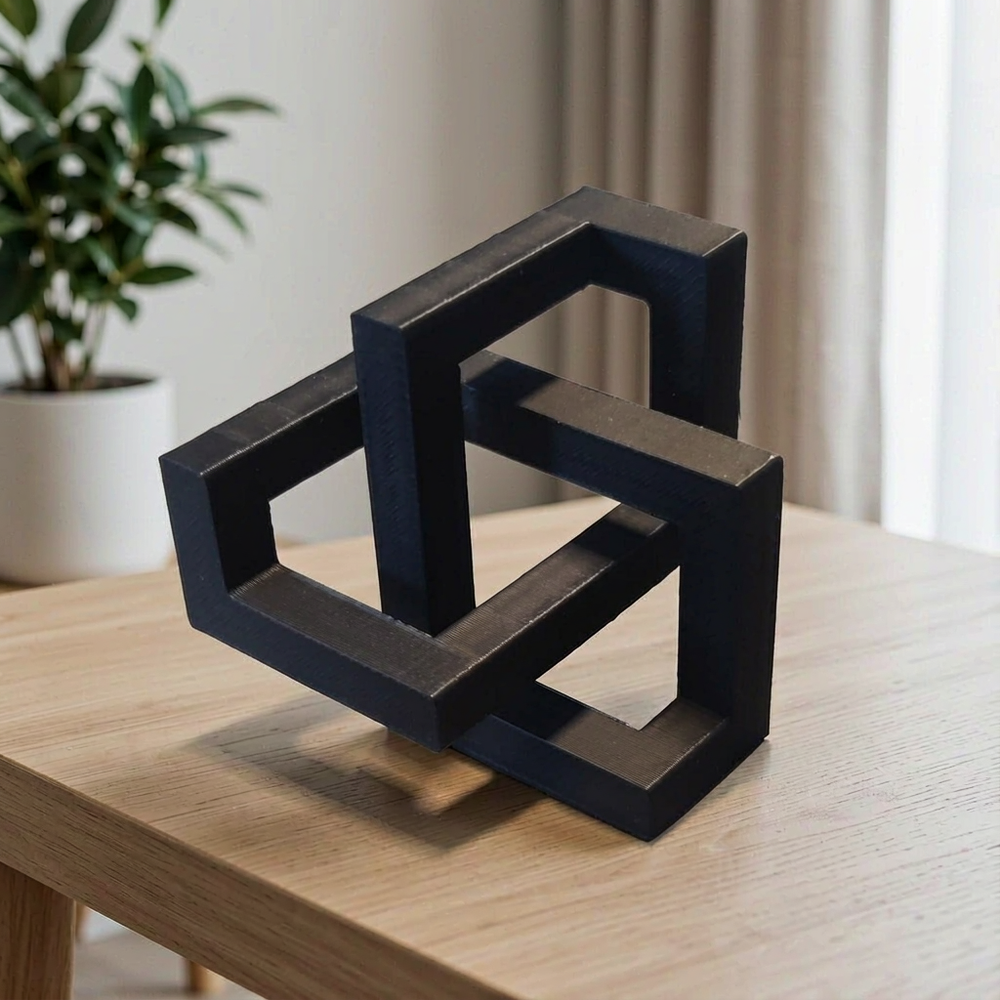 2 Pieces Interlocking Geometric Squares Decor Ornaments for Desktop Shelf Home Office Display — main product view