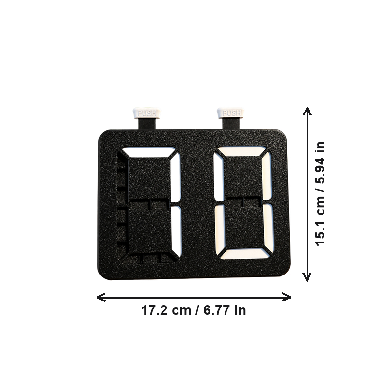 2-Digit 7-Segment Manual Push Button Tally Counter for Sports Score Keeping and Count Tracking — dimensions