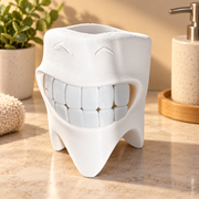 Smiling Tooth Shaped Bathroom Counter Toothbrush and Toiletry Storage Organizer — product scene