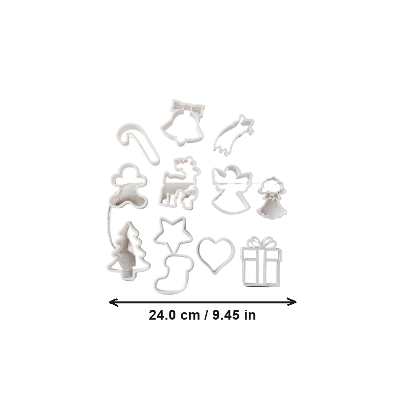 Christmas Cookie Cutters Set, White Holiday Themed Shapes for Festive Baking