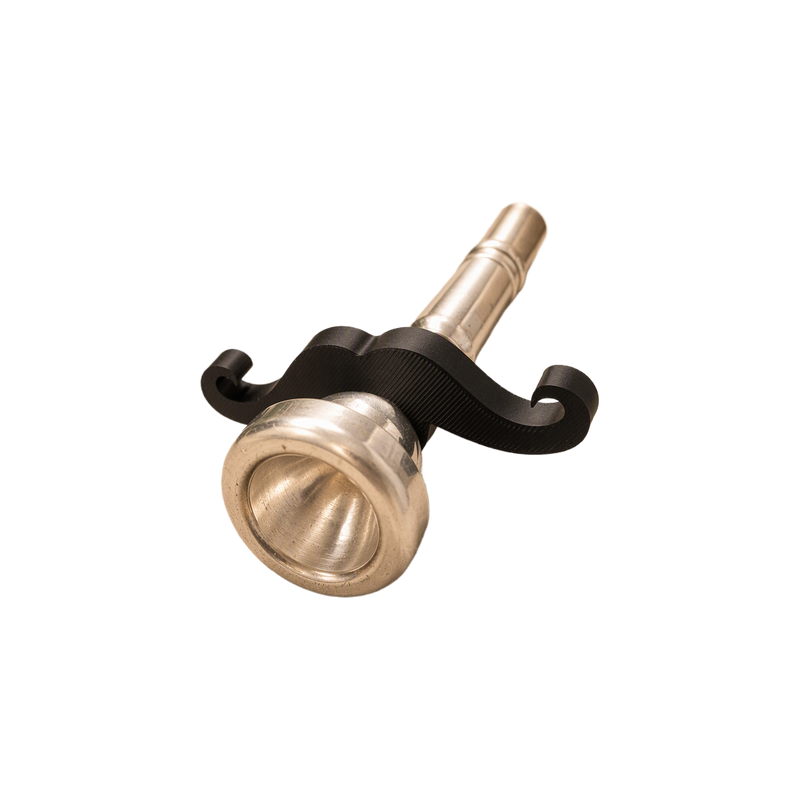 Mustache Shaped Brass Instrument Mouthpiece Accessory for Trumpet Trombone Tuba and More Brass Instruments — white background