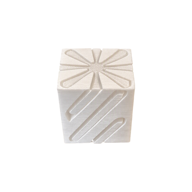 Impossible Passthrough Geometric Cube, Smooth Finish Desktop Decor for Workspaces — white background