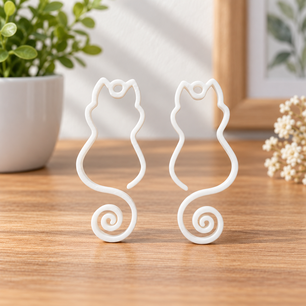 2 Pieces Minimalist Hollow Cat Silhouette Earring Pendants Jewelry Making Accessories — main product view