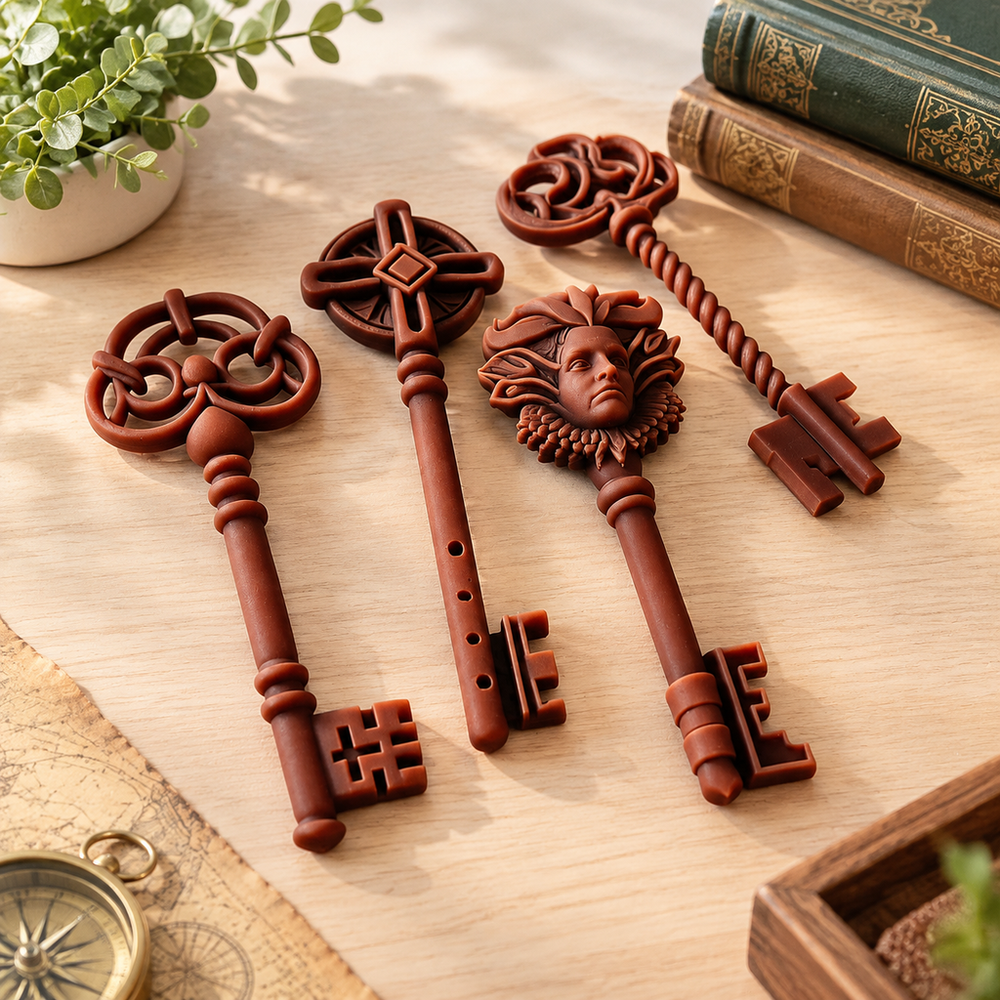 Set of 4 Decorative Vintage Style Ornament Keys for Home Display and Themed Arrangements — main product view