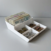 Multi-Compartment Desktop Cash & Coin Sorter Organizer Storage Tray for Office Workspace — additional product view