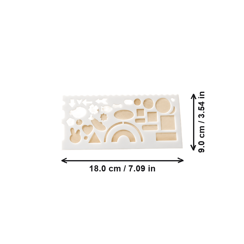 2 Pack Multi-Function Drawing Template Ruler, Multi-Shape Hollow Stencils for Drawing, Art Creation, and Journal Making — dimensions