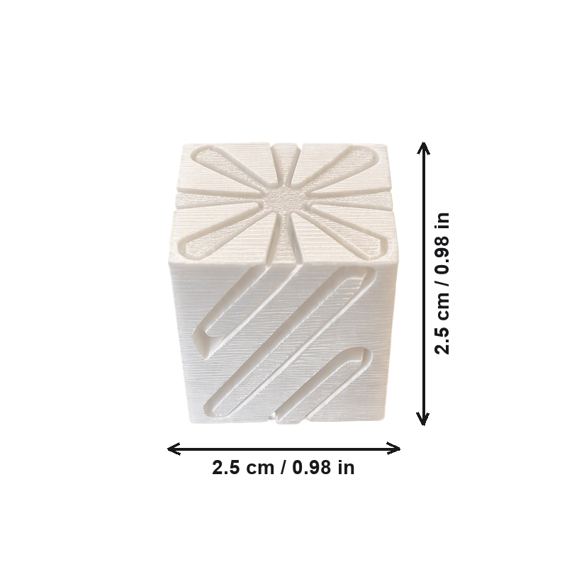 Impossible Passthrough Geometric Cube, Smooth Finish Desktop Decor for Workspaces — dimensions