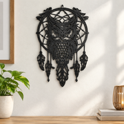 Owl Dream Catcher Hollow Silhouette Wall Hanging Decor — main product view