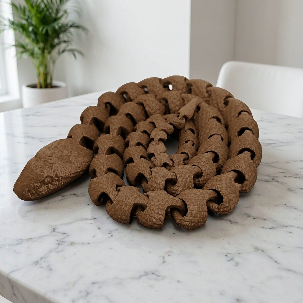 Articulated Flexible Snake Figurine, Textured Scale Detail, Movable Segmented Body, Desktop Decor — main product view