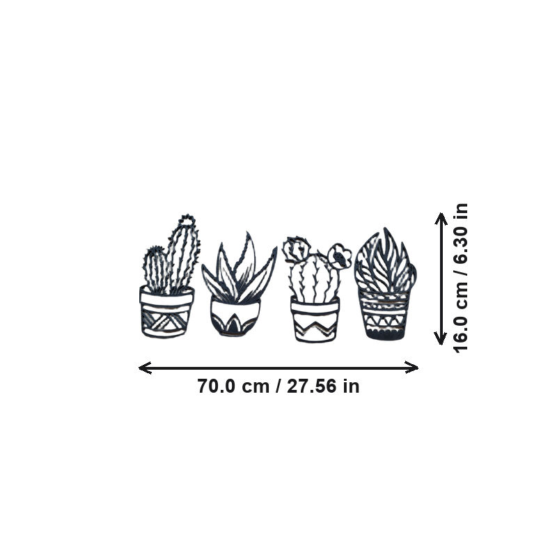 4-Piece Potted Succulent Cactus Wall Art, Minimalist Plant Themed Home Wall Decor — additional product view