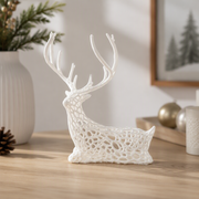 Seated Hollow Lattice Deer Figurine, Holiday Seasonal Tabletop Home Display Decor Piece — main product view